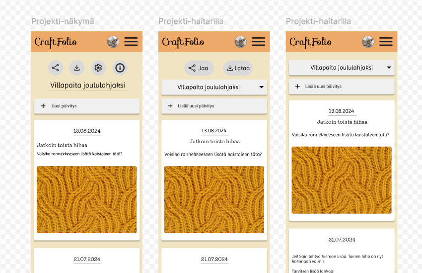 projektisivuluonnoksia